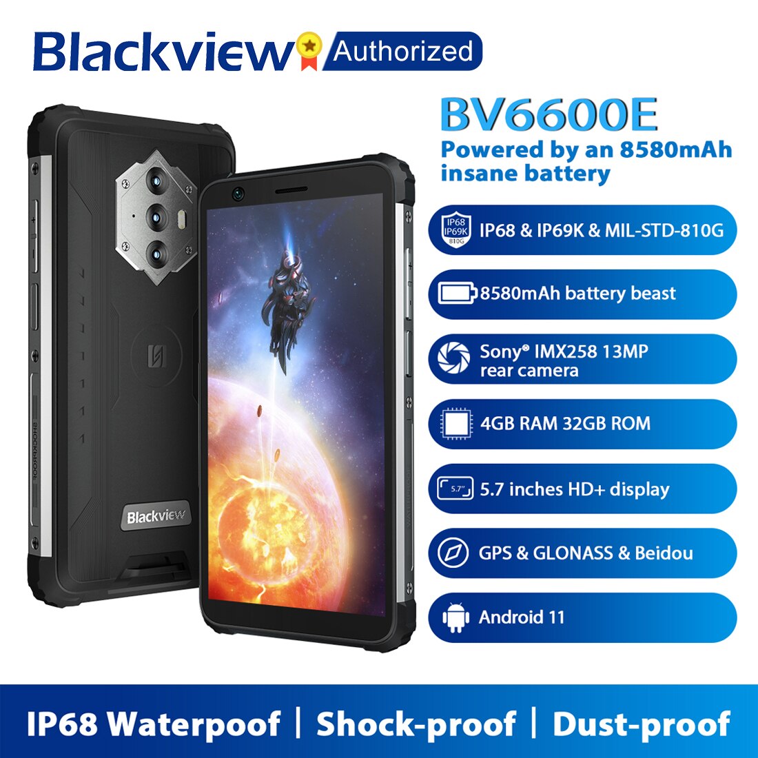 Blackview-BV6600E ߰ Ʈ, IP68/IP69K, 4GB +..